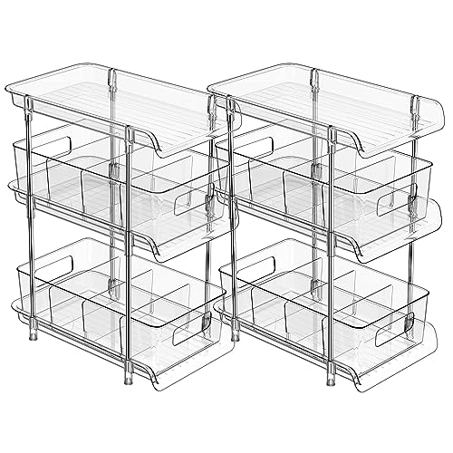 2Set 3 Tier Clear Bathroom Organizer with Dividers | Home Organization - Image 2