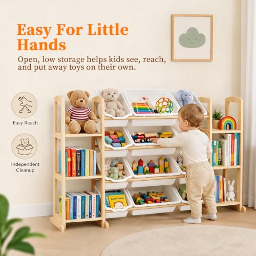 Toy Storage Organizer with Bookshelf – Wooden Toy | Home Organization - Image 7