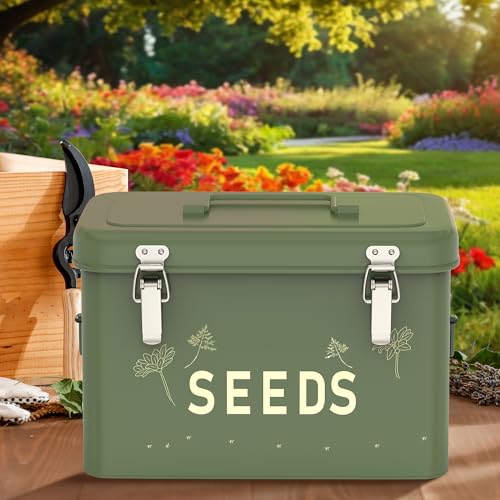 Metal Seed Storage Organizer, 3 Compartments, Vintage Dark Green - Image 3