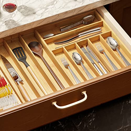 SpaceAid Bamboo Silverware Drawer Organizer with Lab | All Products - Image 7
