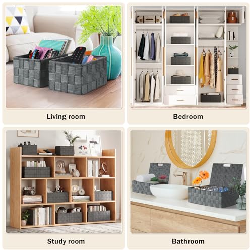 Storage Baskets with Lids: 5 Pack Stackable Woven Storage Bins - Image 7