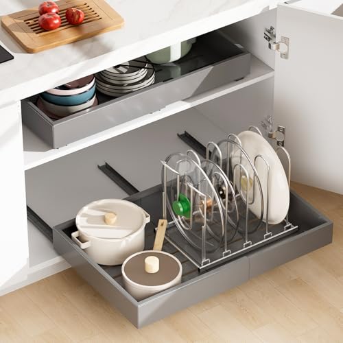 JAQ Pots and Pans Organizer, 13.18 inch Heavy Duty Pot Lids Rack - Image 5