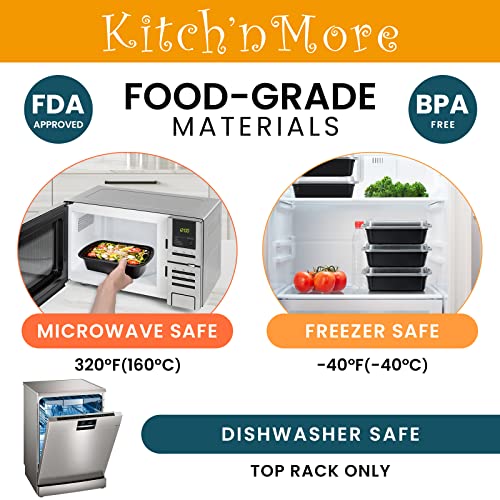 Kitch’nMore 38oz Meal Prep Containers, Extra Large &Thick Food - Image 5