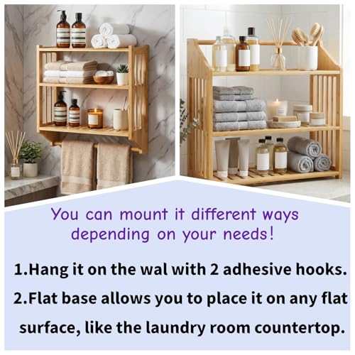 Goaste Bamboo Over The Toilet Storage Shelf, 3-Tier Wall - Image 6