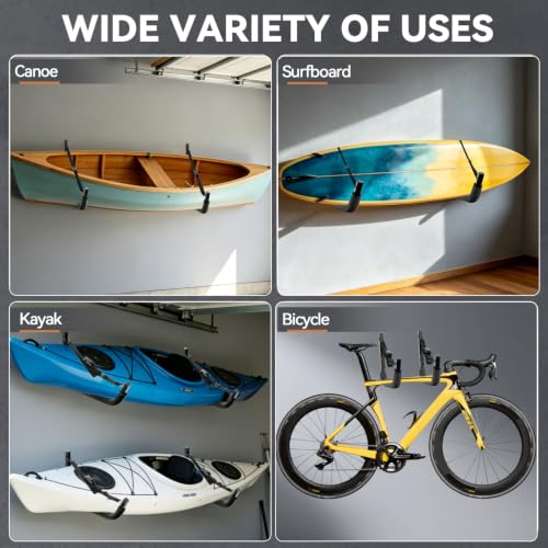 Kayak Wall Mount Rack, Heavy Duty Steel Storage Hooks for Kayak - Image 4