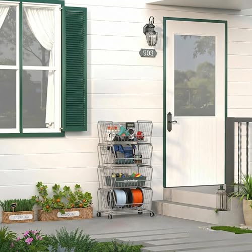 PUSDON 4-Tier Spacious Stackable Wire Storage Baskets - Image 3