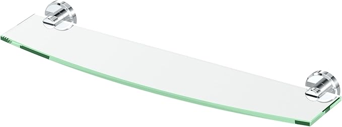 Gatco 5456 Locke Glass Shelf, 20”, Chrome/Wall Mounted 20.13" X 5.38" Tempered Glass/Floating Rectangle Glass Shelf for Bathroom