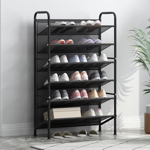 6 Tier Shoe rack for closet Mesh fabric narrow Metal shoe racks - Image 5