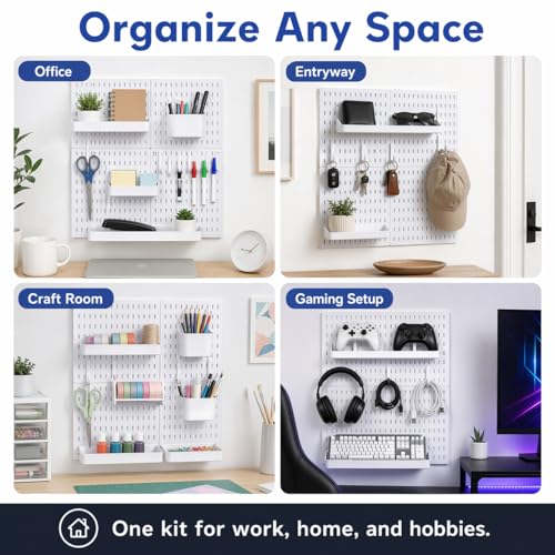 Colville White Pegboard Wall Organizer Kit, 24 x 24 in, 4 Panels - Image 6