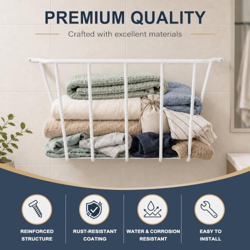25.5" Wall Mount Blanket Holder, Metal Blanket Rack - Image 4