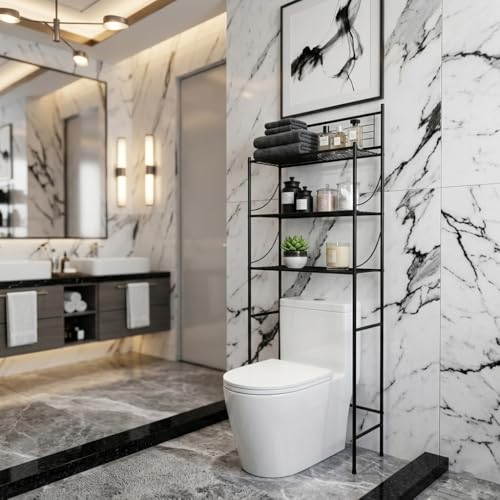 Bath Bliss 3 Tier Freestanding Bathroom Space Saver, Black - Image 3