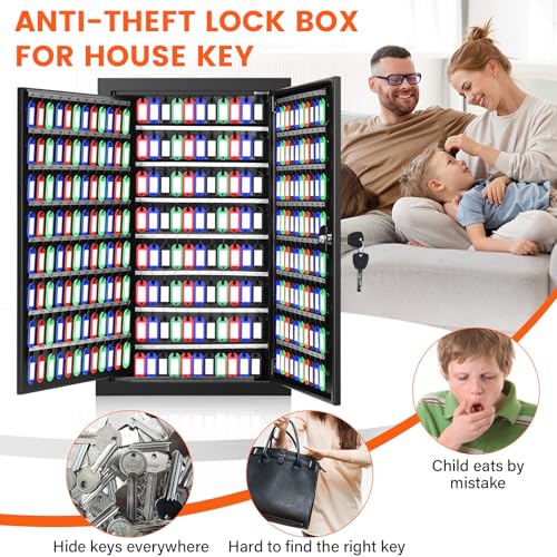376 Keys Page Flip Key Lock Box Wall Mount with Numbered Hooks & - Image 6