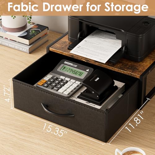 Printer Stand for Desk, Printer Table with Fabric Storage Drawer - Image 4