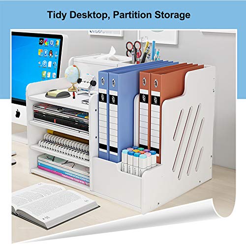 White Desktop Organizer, Multipurpose Desk Document File Tray - Image 5
