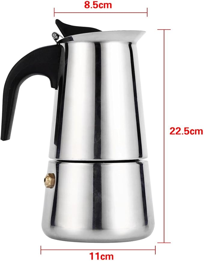 Yosoo Coffee Maker, Stainless Steel Coffee Pot Stovetop Latte Maker Percolator Stove Top Filter Coffee Maker Pot Easy Clean (450ML 9 Cup)