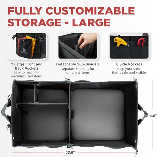Car Trunk Organizer for SUV & Truck Cargo Storage, Large, Black - Image 3