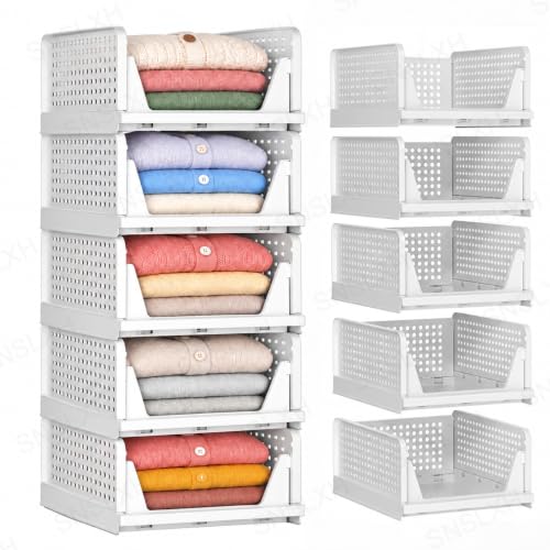 5 Pack Closet Organizers and Storage, Reinforced Stackable - Image 2