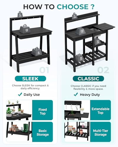 SERWALL 3-Tier Outdoor Potting Bench with Storage,Gardening Table - Image 4