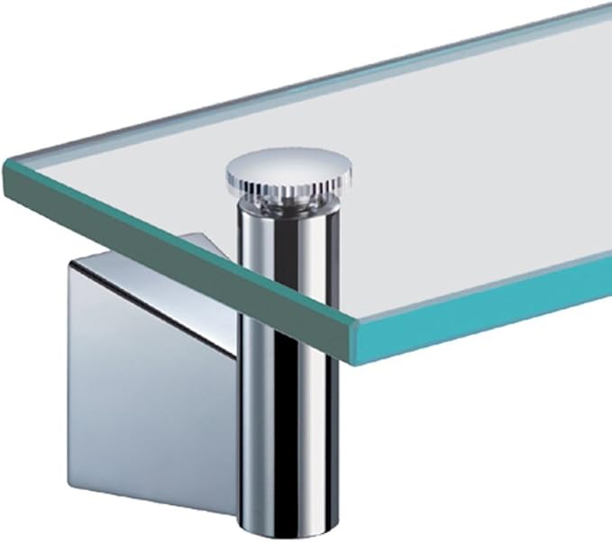 Gatco 4716 Bleu Glass Shelf, Chrome/Wall Mounted 20.13" X 4.30" Tempered Glass/Floating Rectangle Glass Shelf for Bathroom