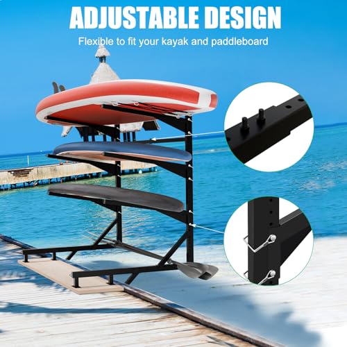 Black Adjustable Kayak Dock Storage Rack - Heavy-Duty - Image 7