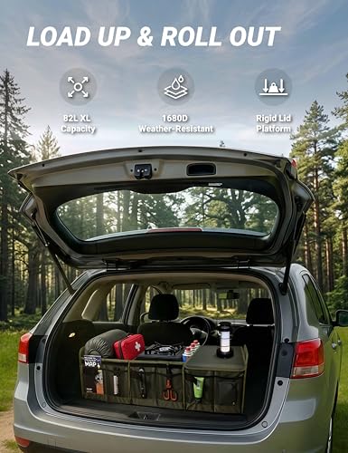 Heavy Duty Trunk Organizer with Lid for SUV & Truck (XL, Green) - Image 3