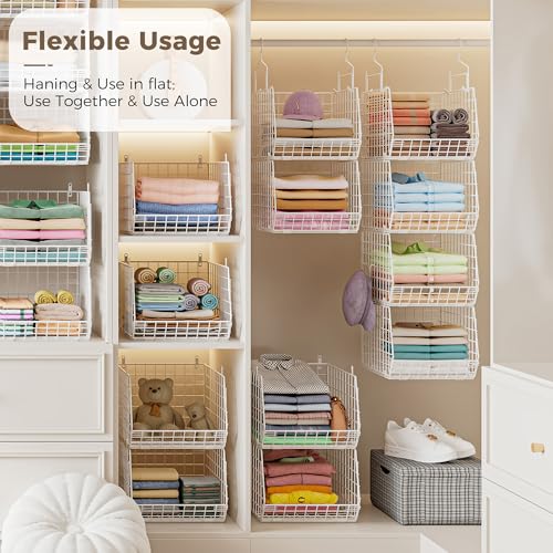 4" Extra Deeper Foldable Hanging Closet Organizer, Small Wire - Image 7