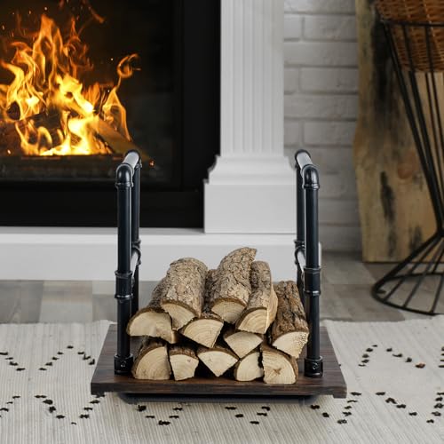 MyGift Modern Industrial Firewood Rack with Matte Black - Image 3