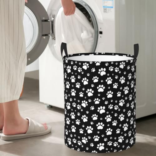 Dog Paws Black Laundry Hamper Bag With Waterproof Liner - Image 3