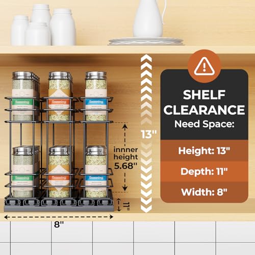 Mystozer Pull Out Spice Rack Organizer for Cabinet, Slide - Image 3