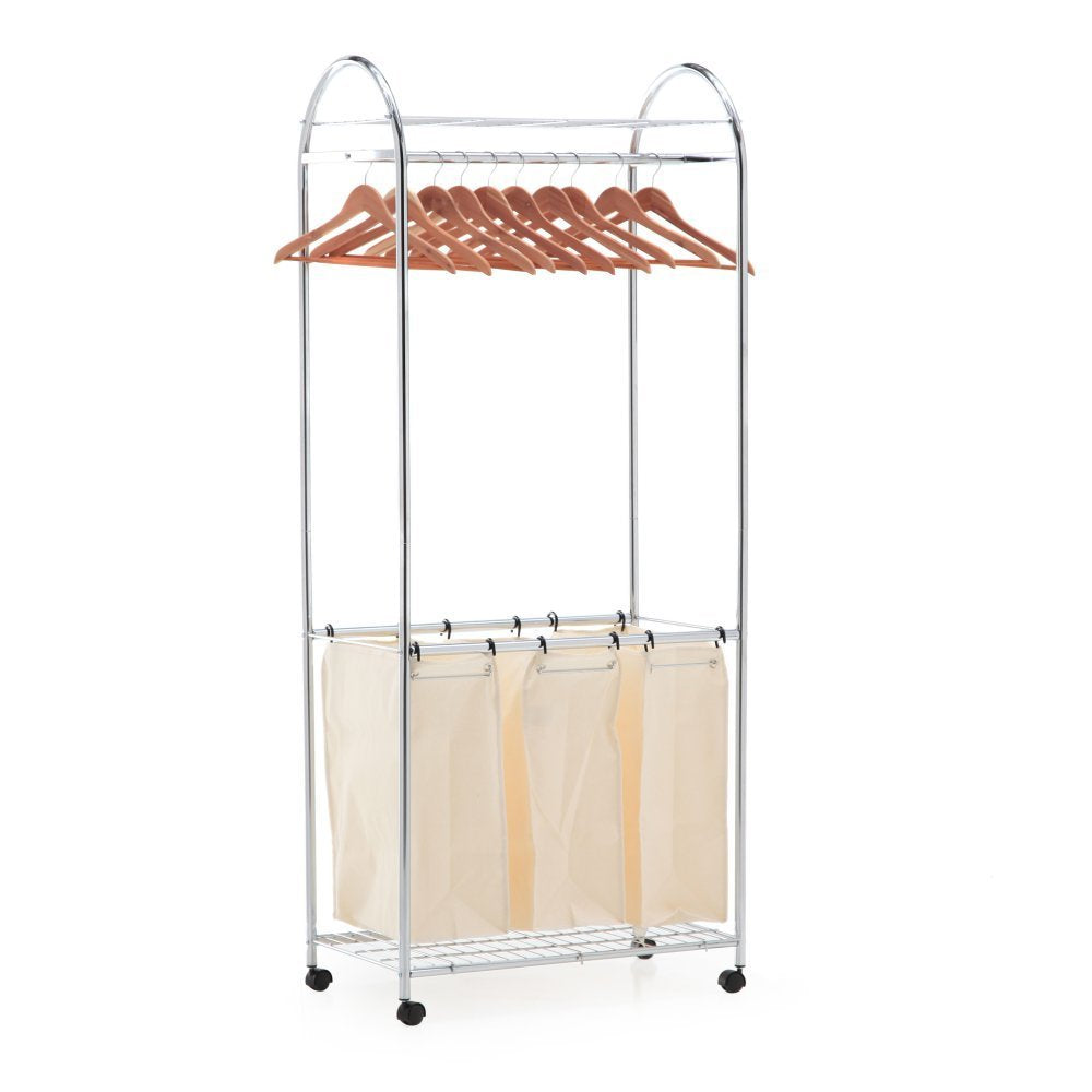 Organize It All Laundry Sorter with Canvas Bags, 3 Section Sorter - Image 1