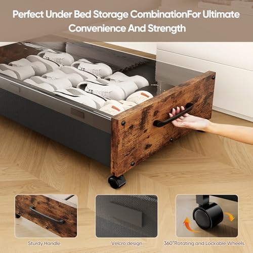 Wooden Under Bed Storage with Wheels, Rolling Under - Image 6