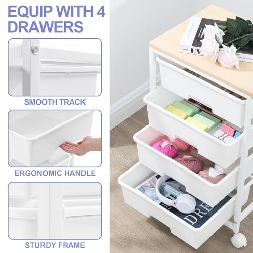 SYKIARIOL Rolling Cart with Drawers, 4-Drawer Utility Cart - Image 5