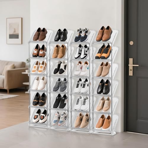 SMILHELTD Vertical Shoe Rack 8 Tiers Narrow Clear Sneaker Storage - Image 3