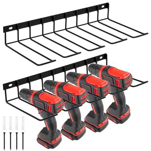 QWORK Drill Holder Wall Mount, 2 Pack Alloy Steel Power - Image 2