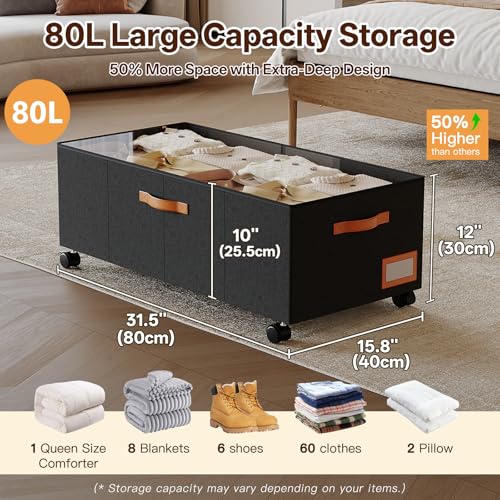 Under Bed Storage with Wheels, 12" Height Under Bed Storage Extra - Image 4