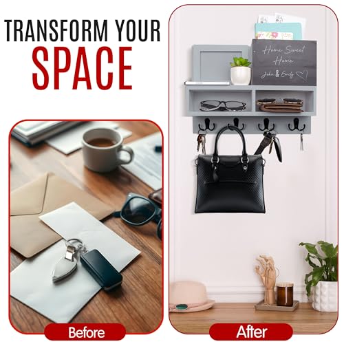 Spacelog Key and Mail Holder for Wall with Chalkboard – - Image 8