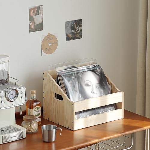 Wooden Vinyl Record Storage Crate, Desktop Record Display Stand - Image 7