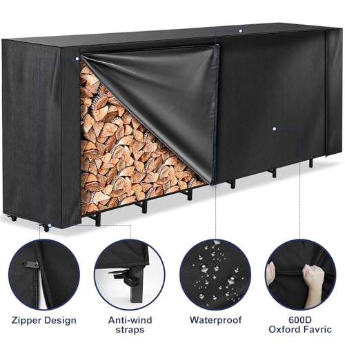 Honest 8ft Firewood Rack Cover, Heavy Duty Waterproof 600d - Image 4