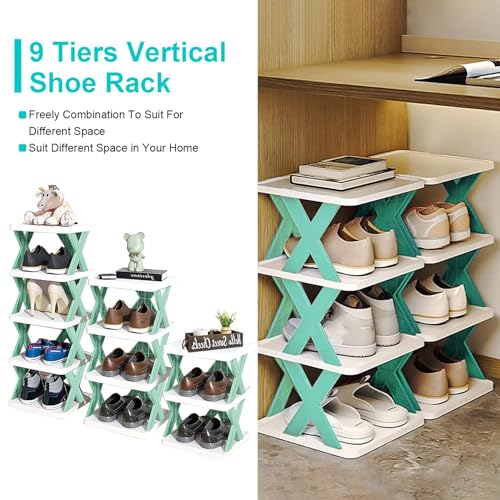KOCASO Tall Narrow Vertical Shoe Rack, 9 Tier Space Saving Shoe - Image 7