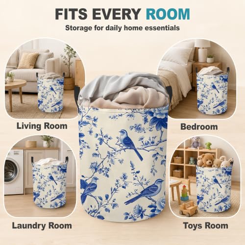 Laundry Basket,Blue Bird Floral Foldable Clothes Hamper - Image 8