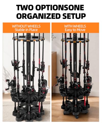 Rotating Fishing Rod Holder Floor Rack, Holds 16 Rods - Image 7