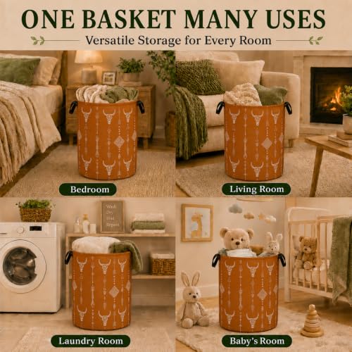 Western Bull Boho Laundry Basket Large Laundry Hamper - Image 8