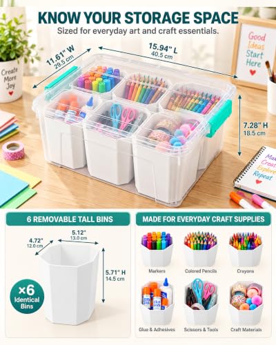 Clear Storage Boxes with 6 Tall Inserts, Large Plastic - Image 3