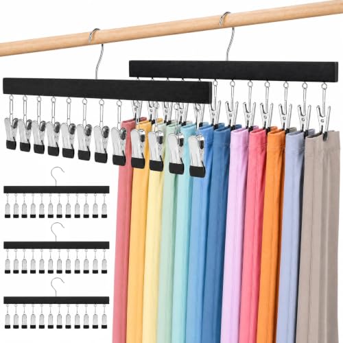 Closet Organizer, 60-Clip Pants Hanger, 5 Pack Black - Image 2