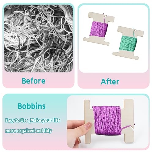 50 PCS Ribbon Storage Organizer, Empty Wooden Flat Spool - Image 6