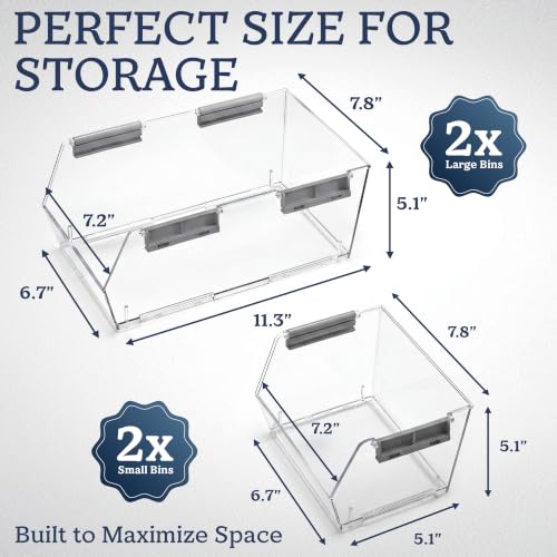 HOMESTEAD Set of 4 Stackable Storage Bins, 2 Large + 2 - Image 4