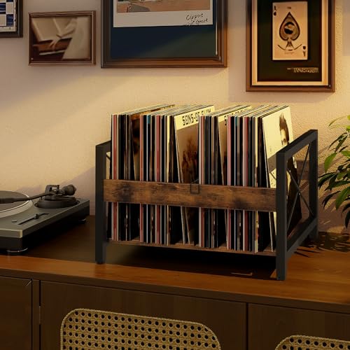 Vinyl Record Holder, Wooden Record Crate Fits 7” -12” Records - Image 3