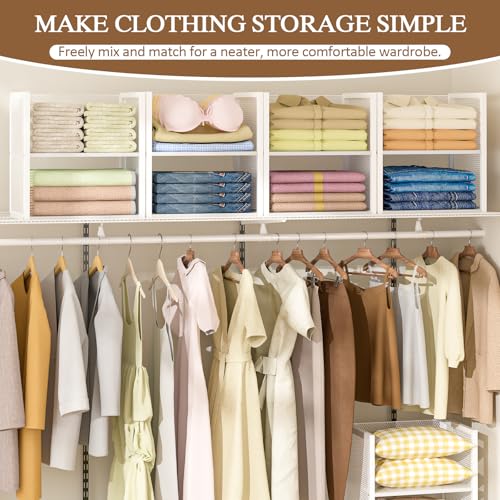 4-Tier Stackable Closet Organizers and Storage Basket, Wire - Image 5