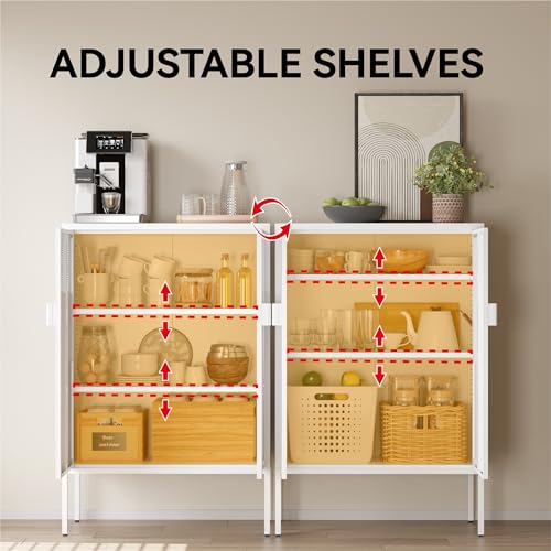 COFaR White Metal Storage Cabinet with Adjustable Shelves - Image 6