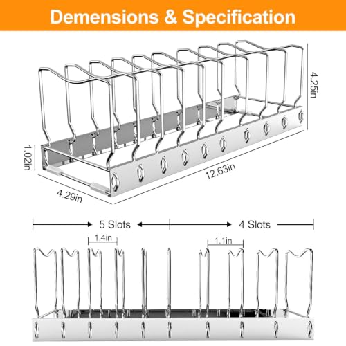 FLSEPAMB Lid Organizer Pot Lid Organizer 10-Tier Pot Lid Rack - Image 3